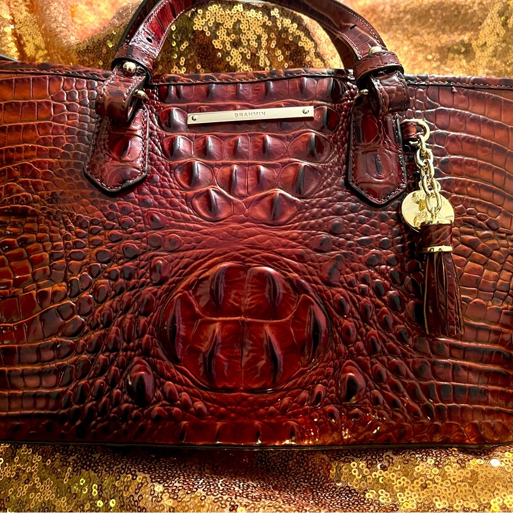 Brahmin Tote Bag Mini Asher Dahlia Rustic Melbourne Leather Crossbody Shoulder